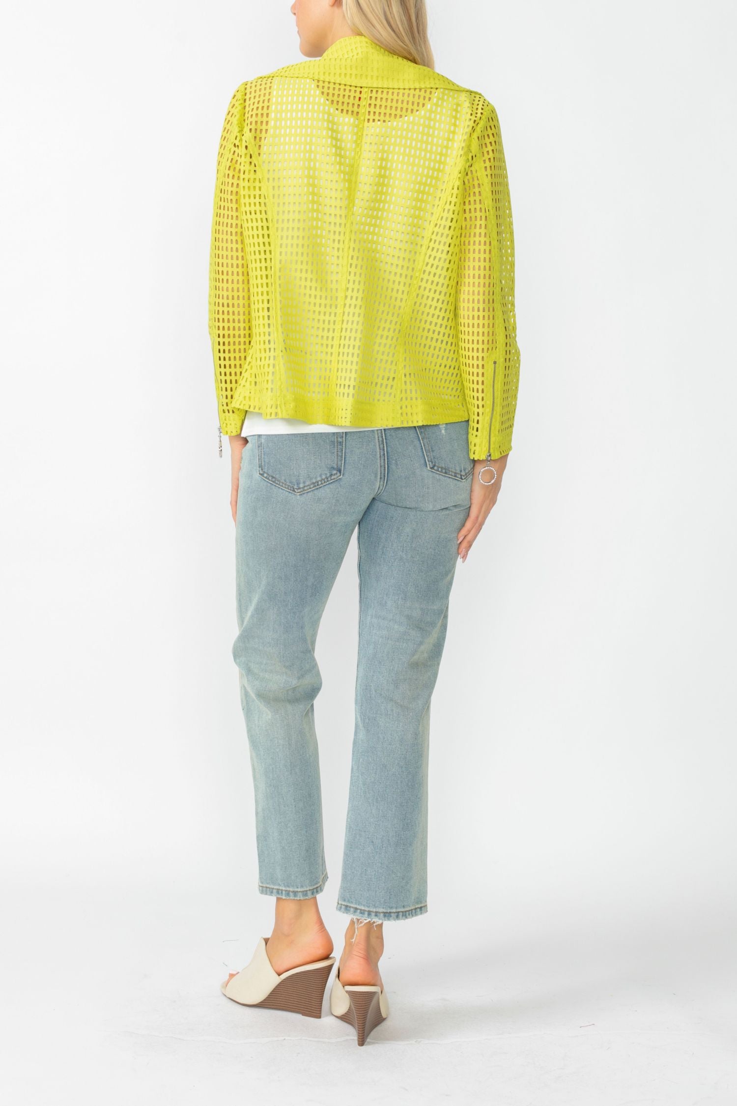 Lime Zipper Contrast Biker Jacket