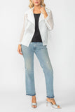 White Zipper Contrast Biker Jacket