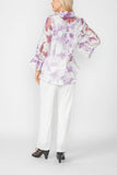 Purple Burn Out Pleated Collar & Back 3/4 Sleeves Jacket