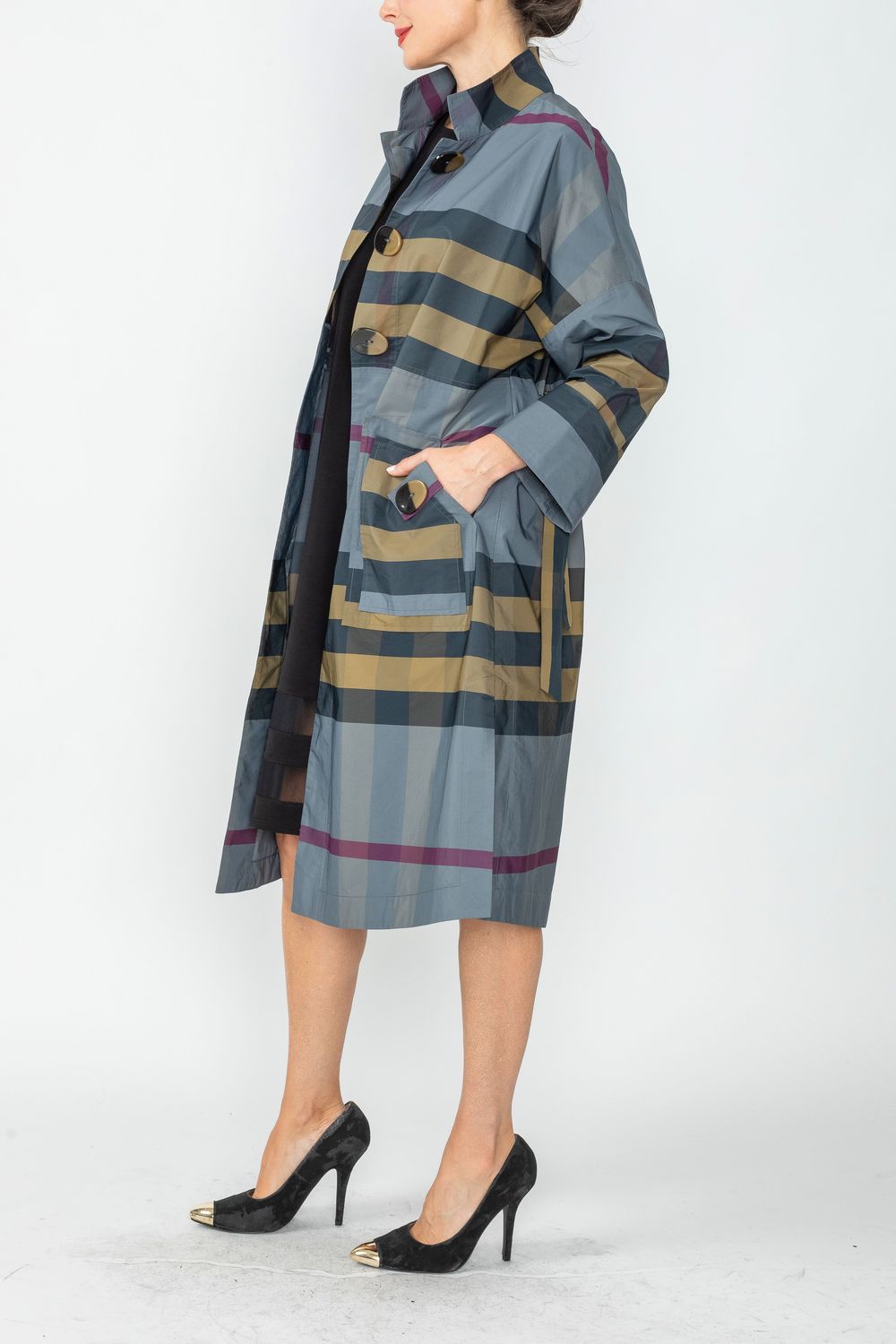 Multi Color Button Front Coat