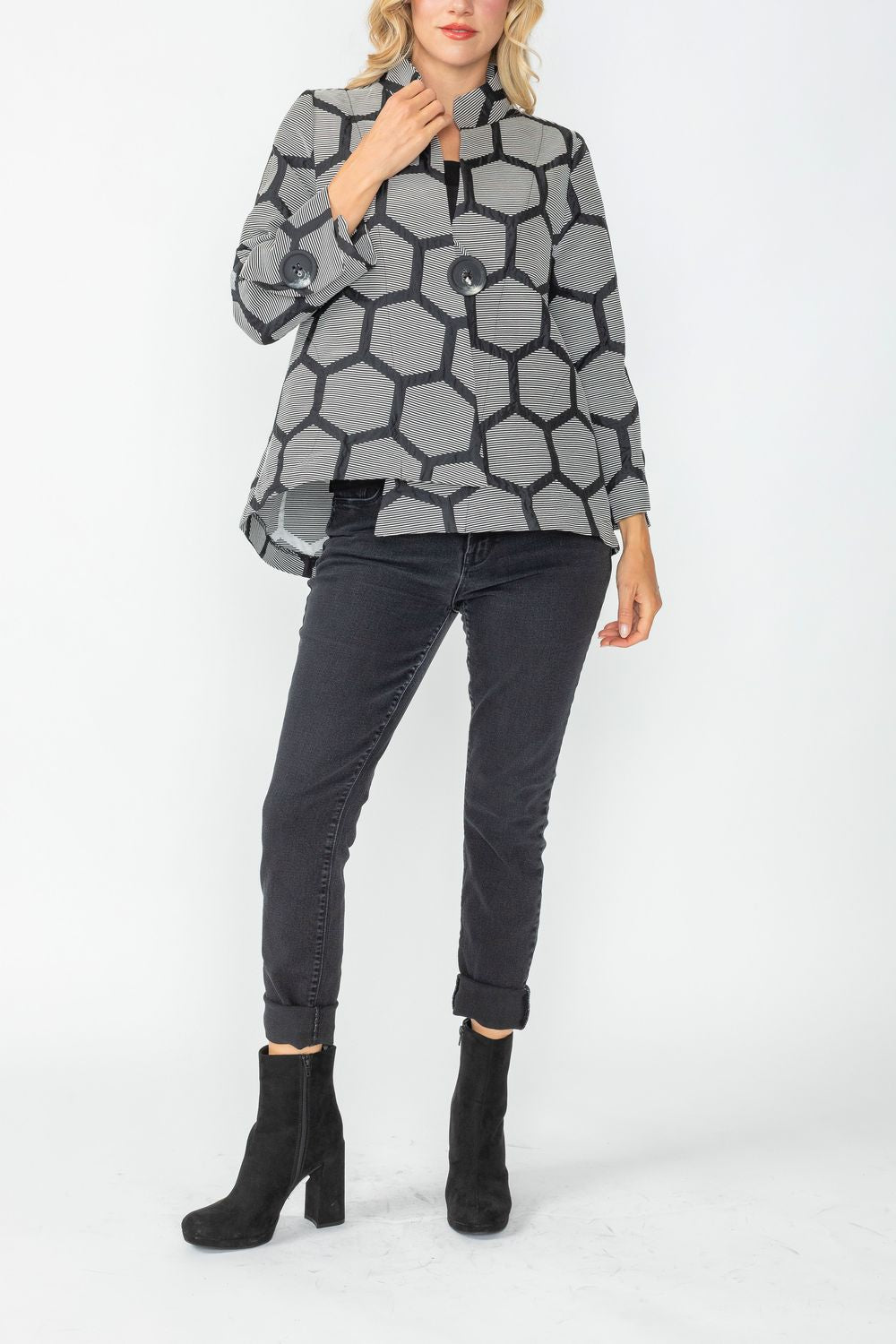 Black Mandarin Collar Jacket