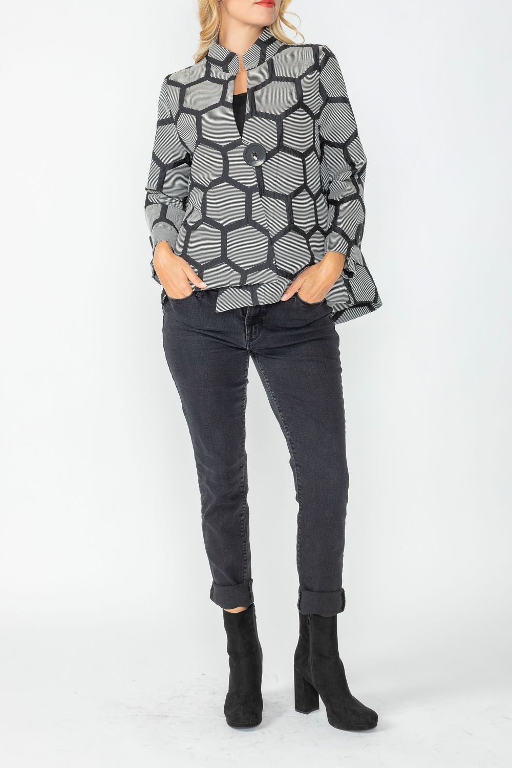 Black Mandarin Collar Jacket