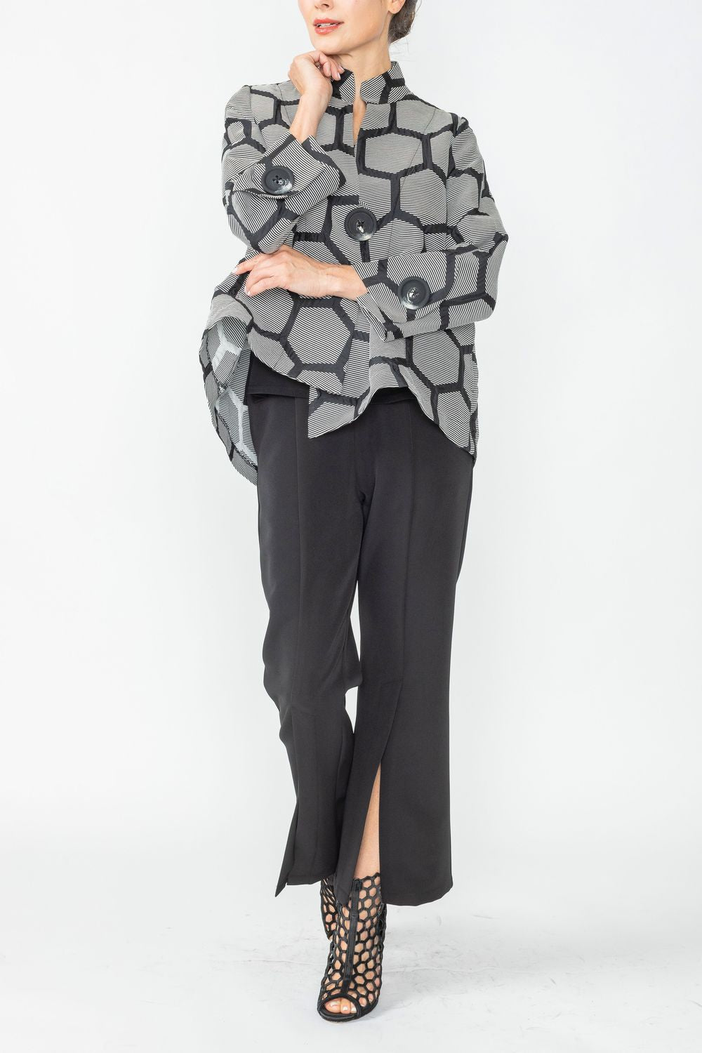 Black Mandarin Collar Jacket