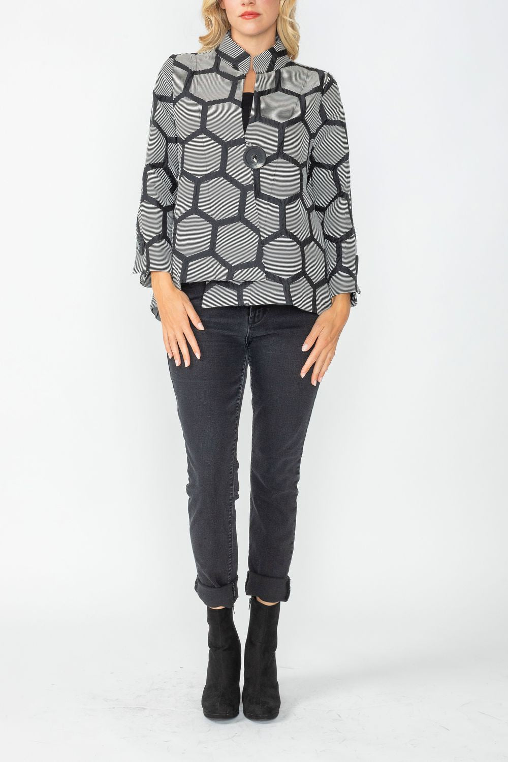 Black Mandarin Collar Jacket