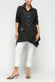 Black Cinched Waist Blouse With Pocket