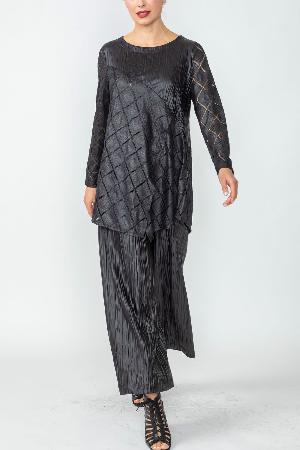 Black Mixed Media Tunic Top