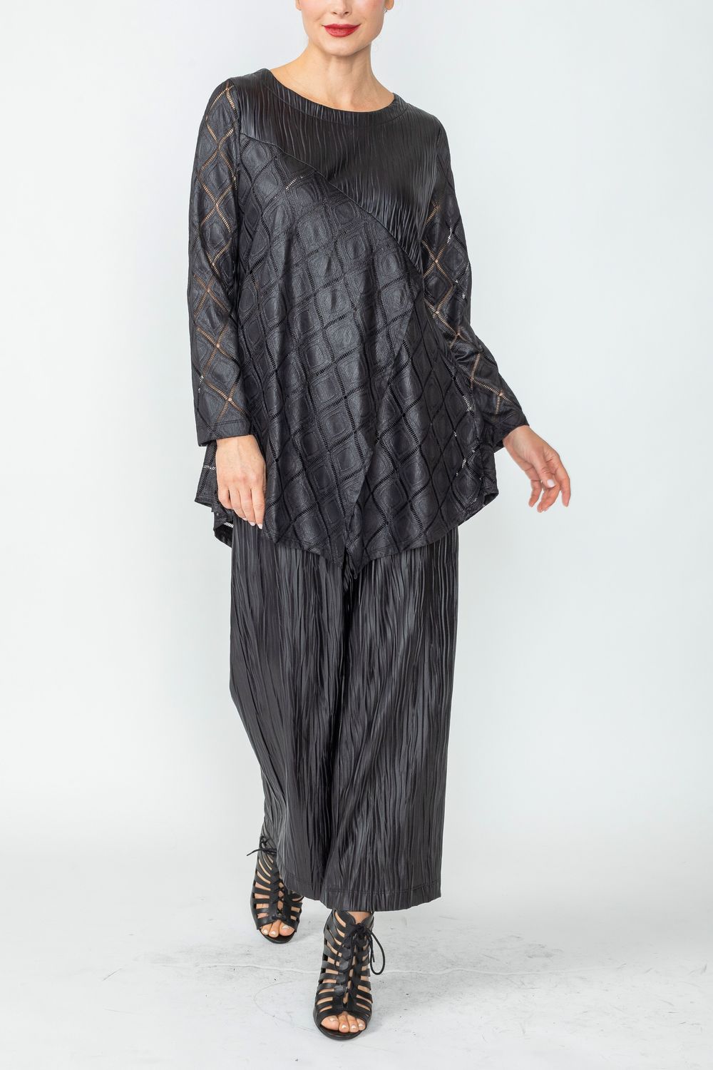 Black Mixed Media Tunic Top