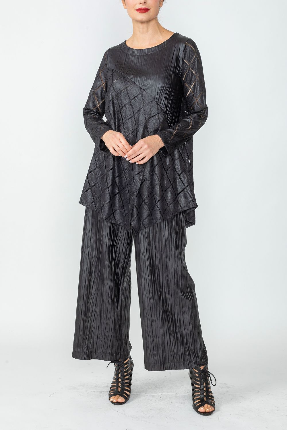 Black Mixed Media Tunic Top