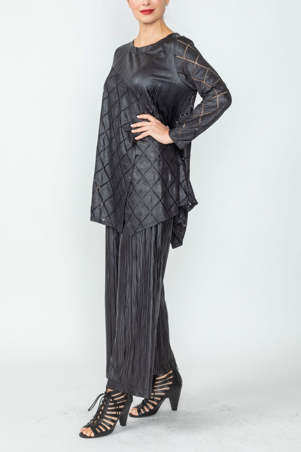 Black Mixed Media Tunic Top