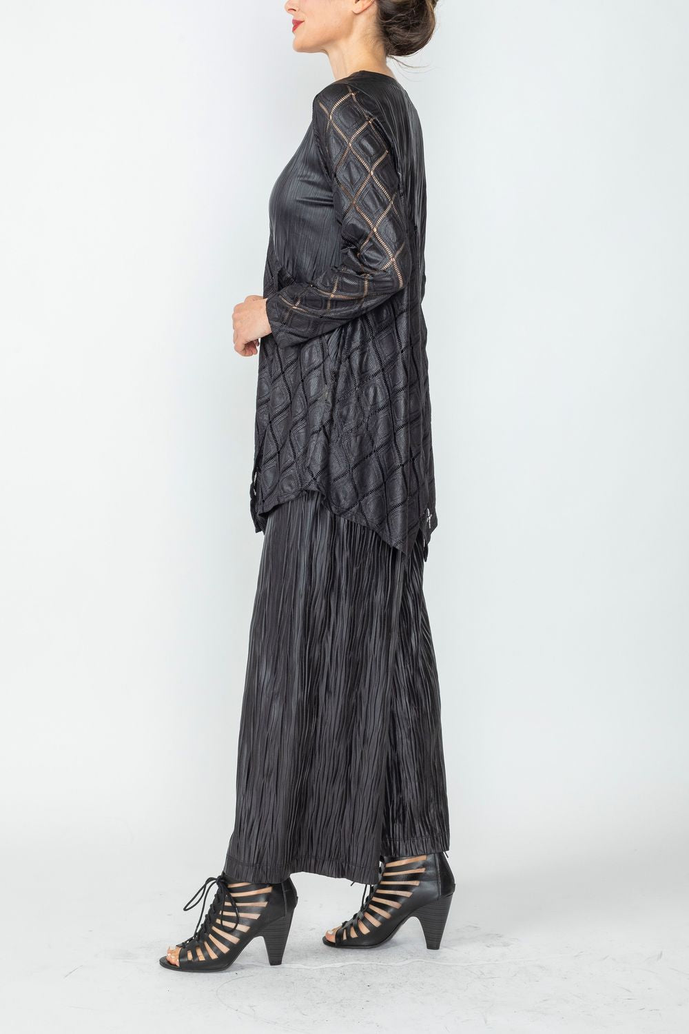 Black Mixed Media Tunic Top