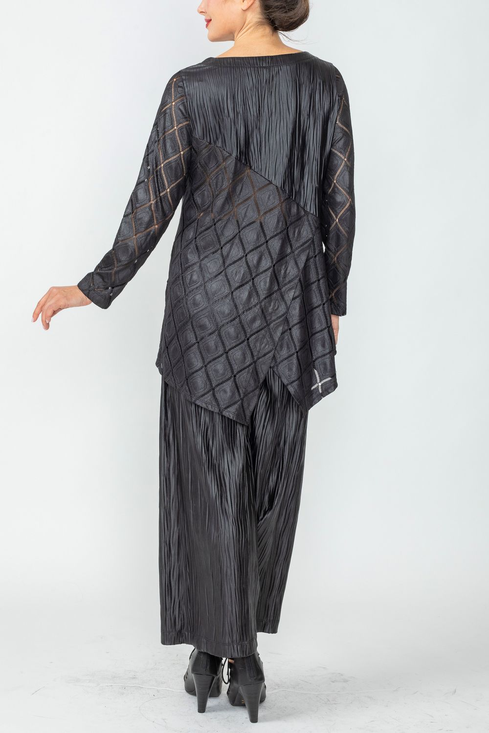 Black Mixed Media Tunic Top