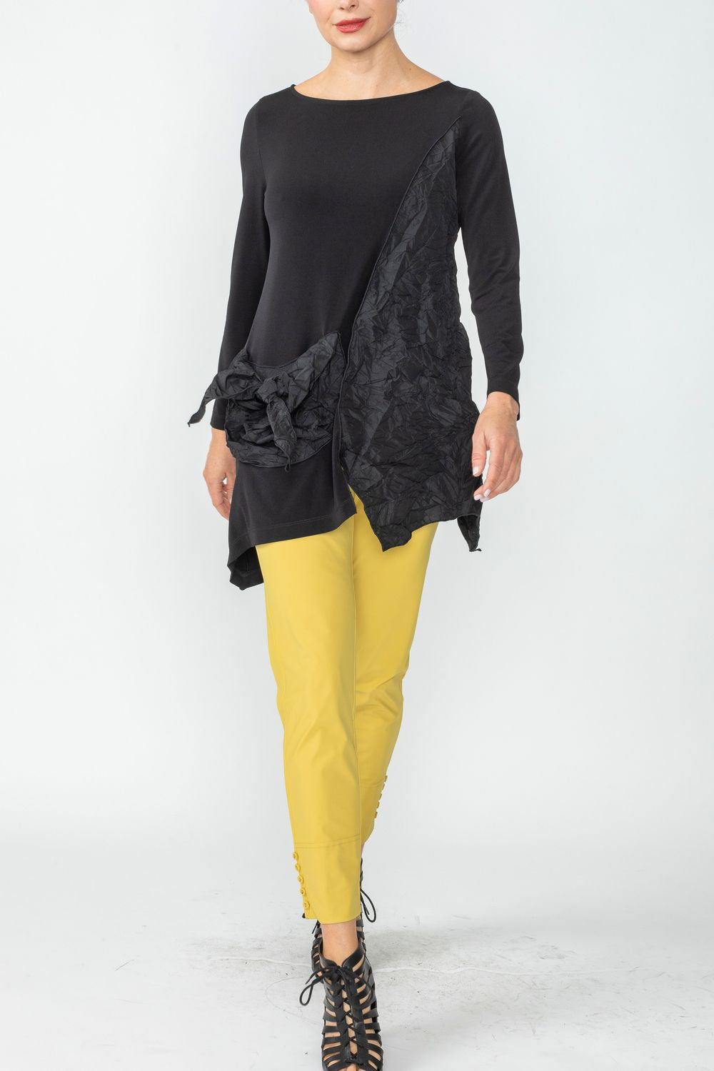 Black Asymmetrical Top With Large Pocket
