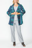 Teal No Closure Jacket With Sparing Trim
