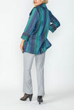 Teal No Closure Jacket With Sparing Trim