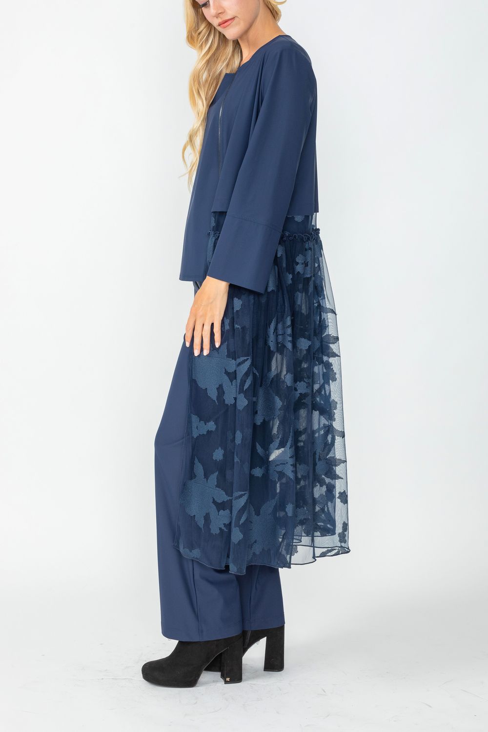 Navy Zip Front Duster