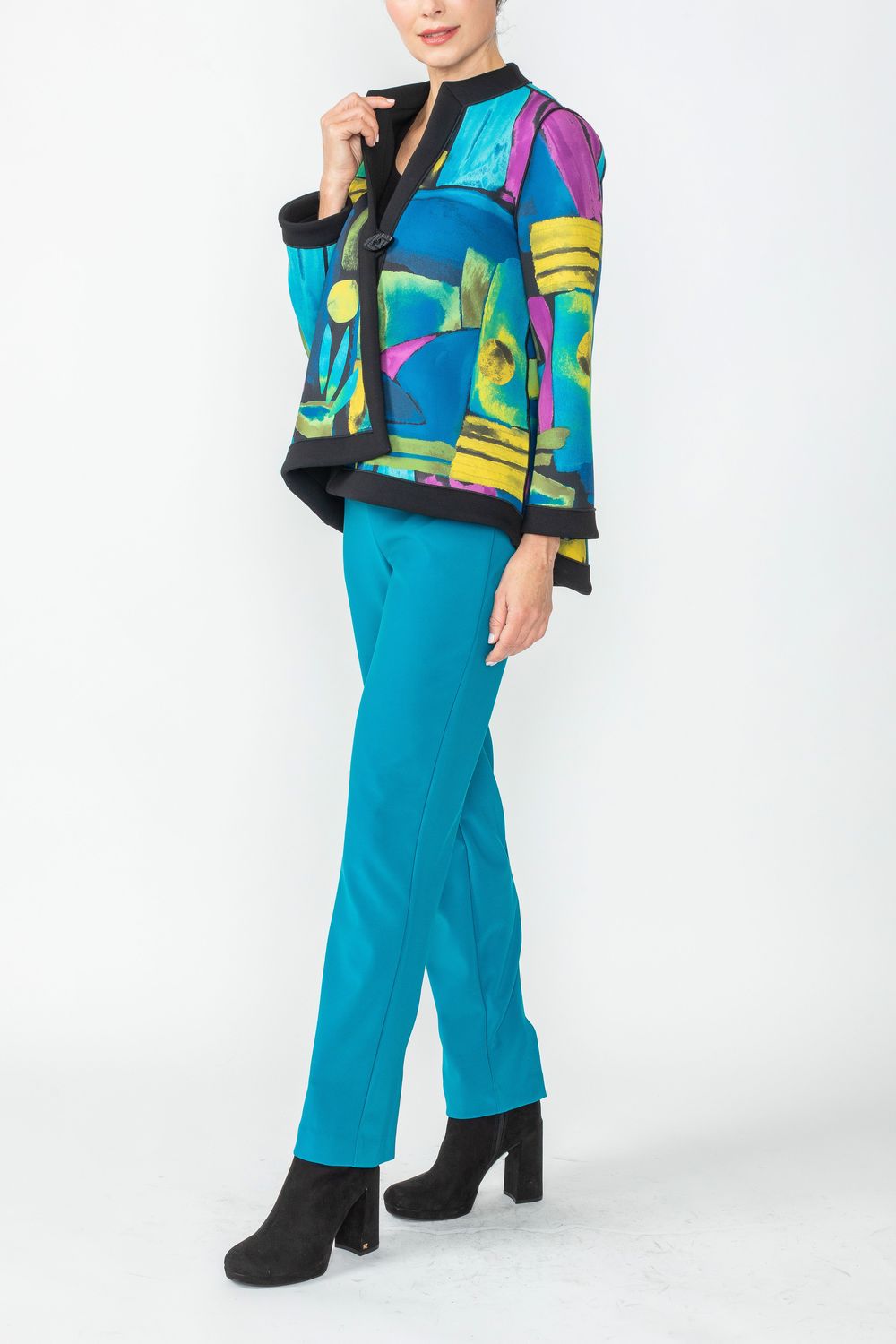 Blue One Button Paint Design Jacket