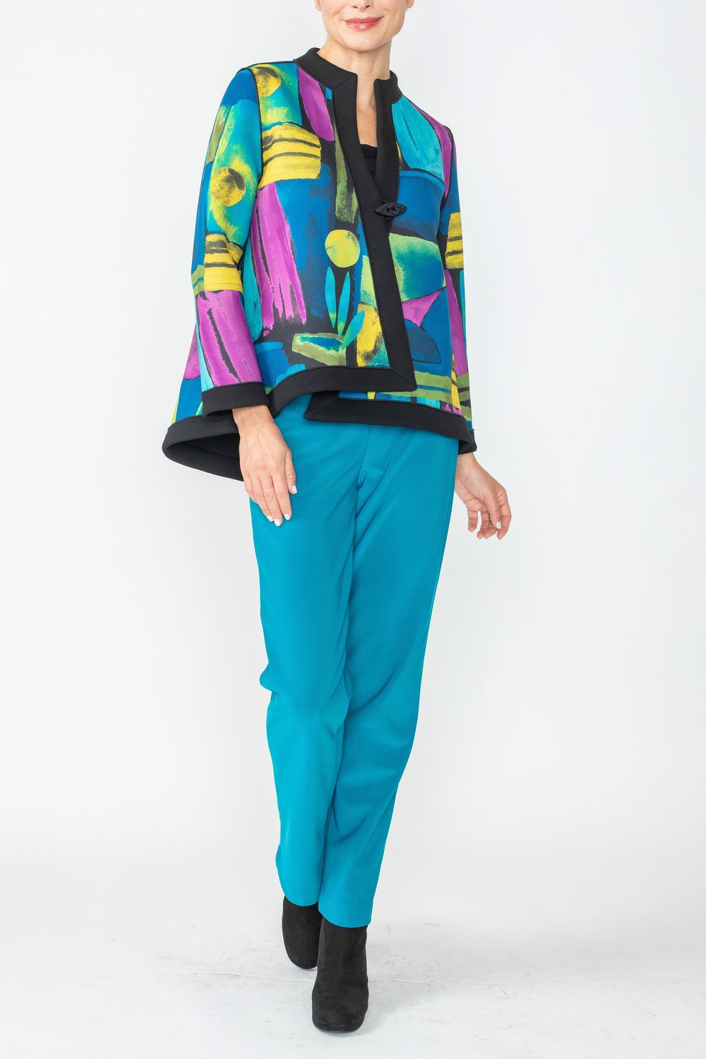 Blue One Button Paint Design Jacket