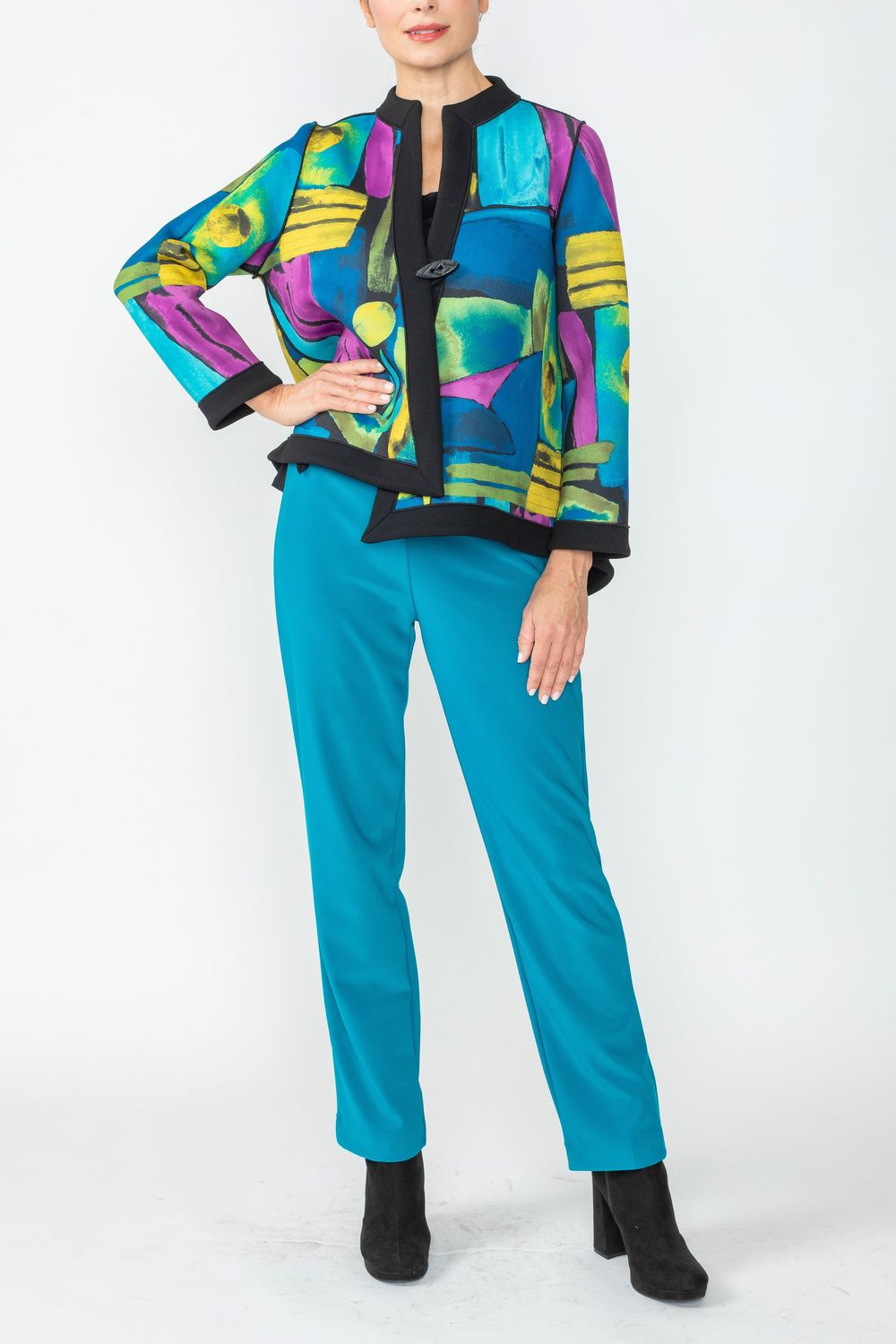 Blue One Button Paint Design Jacket