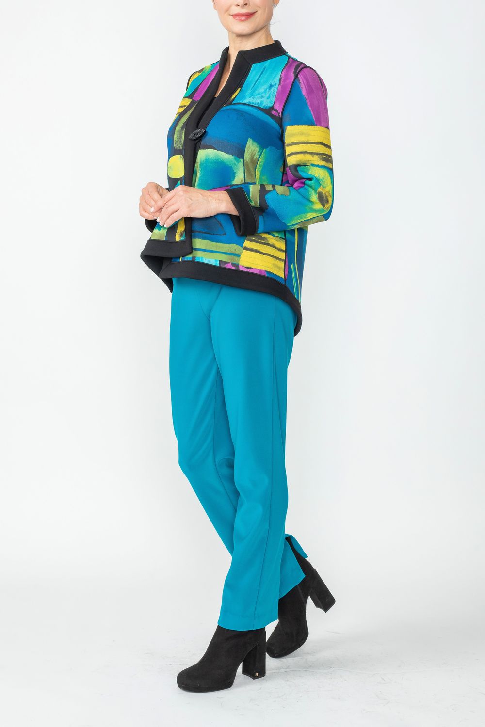 Blue One Button Paint Design Jacket