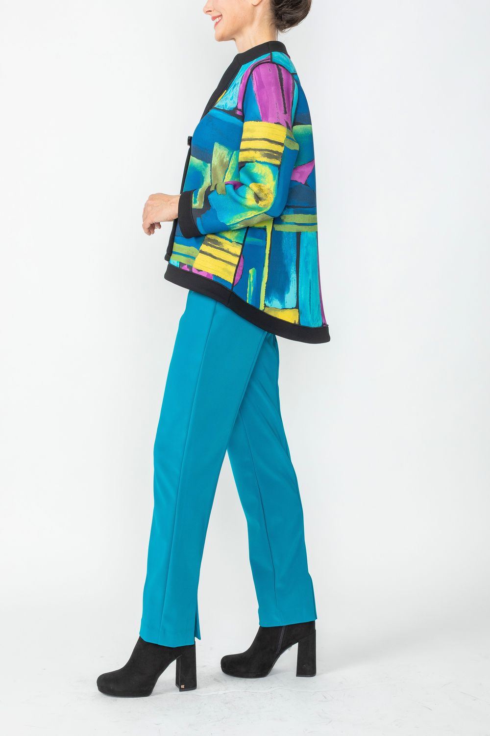 Blue One Button Paint Design Jacket