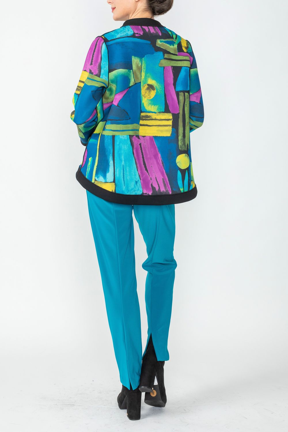 Blue One Button Paint Design Jacket