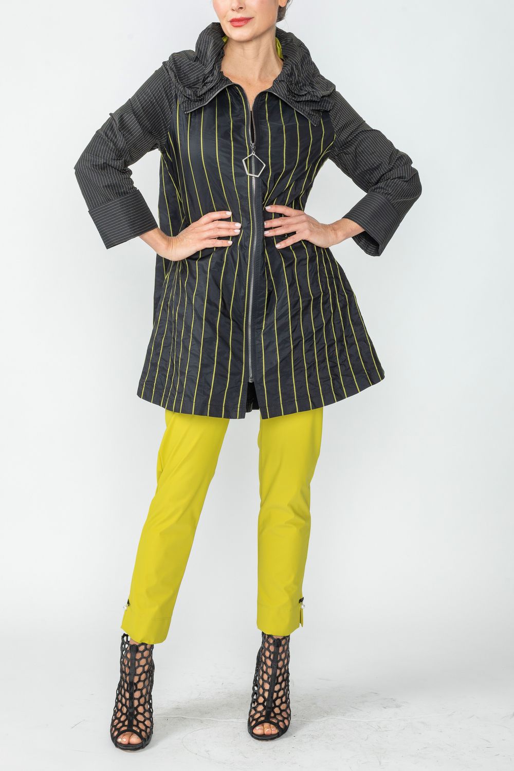 Black Zip Up Full Neck Tunic