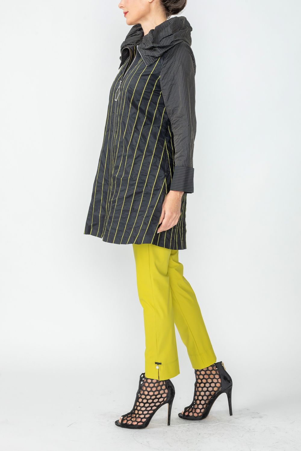 Black Zip Up Full Neck Tunic