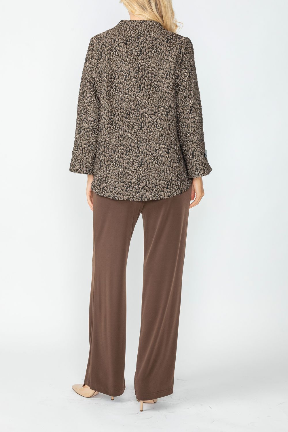 Taupe Print One Button Jacket