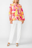 Pink One Button Jacket Abstract Print