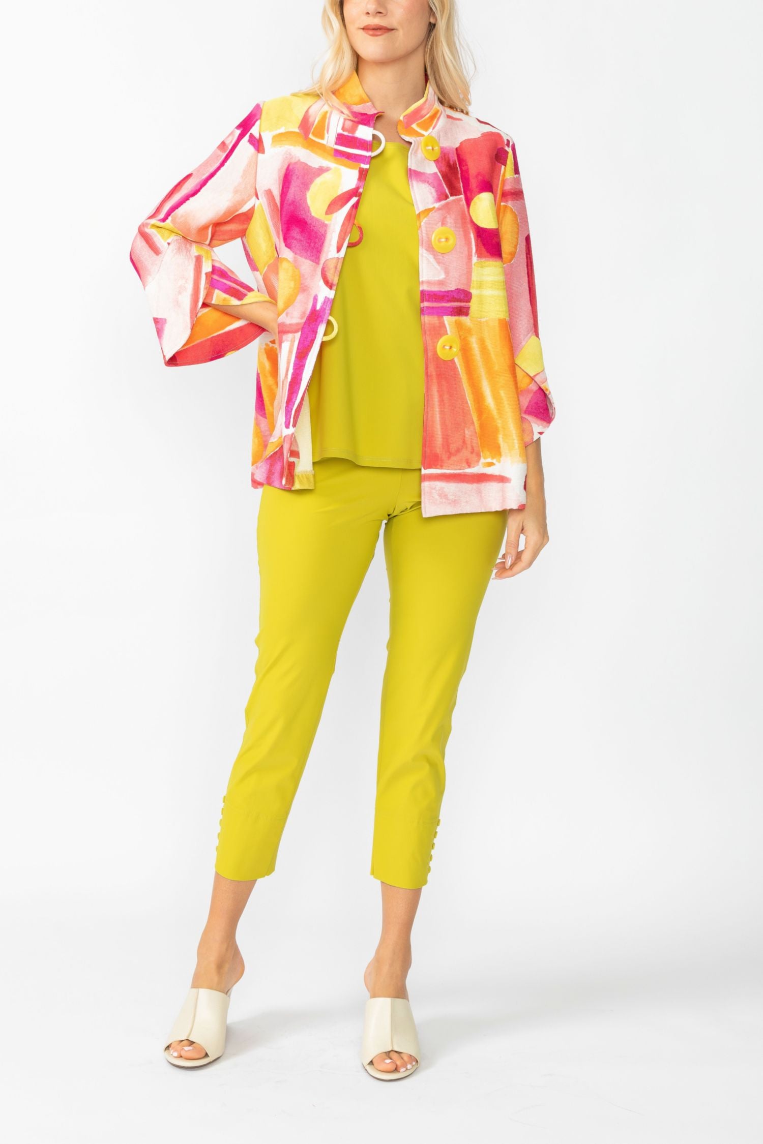 Pink Abstract Print Short Jacket