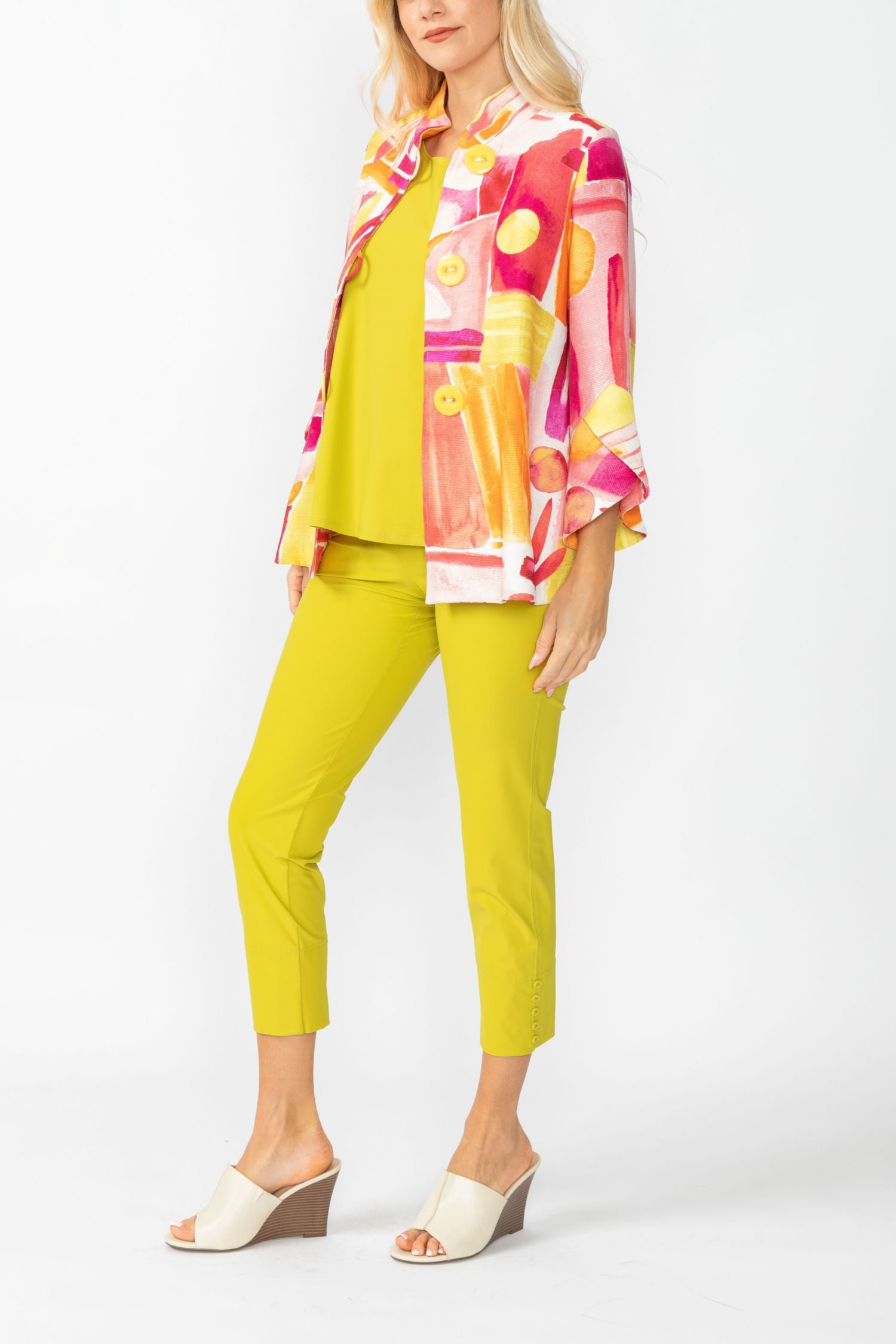 Pink Abstract Print Short Jacket