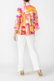Pink Abstract Print Short Jacket