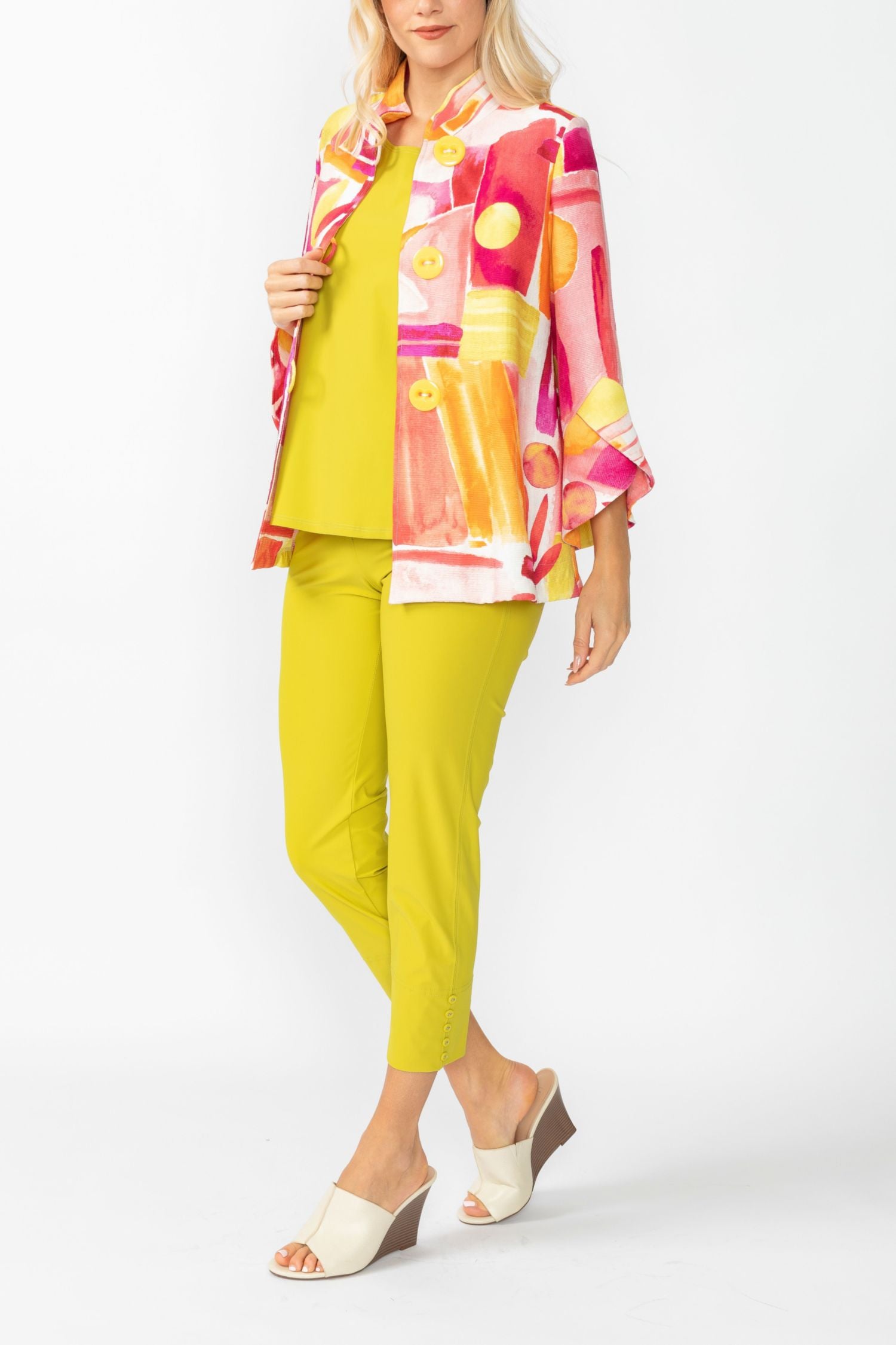 Pink Abstract Print Short Jacket