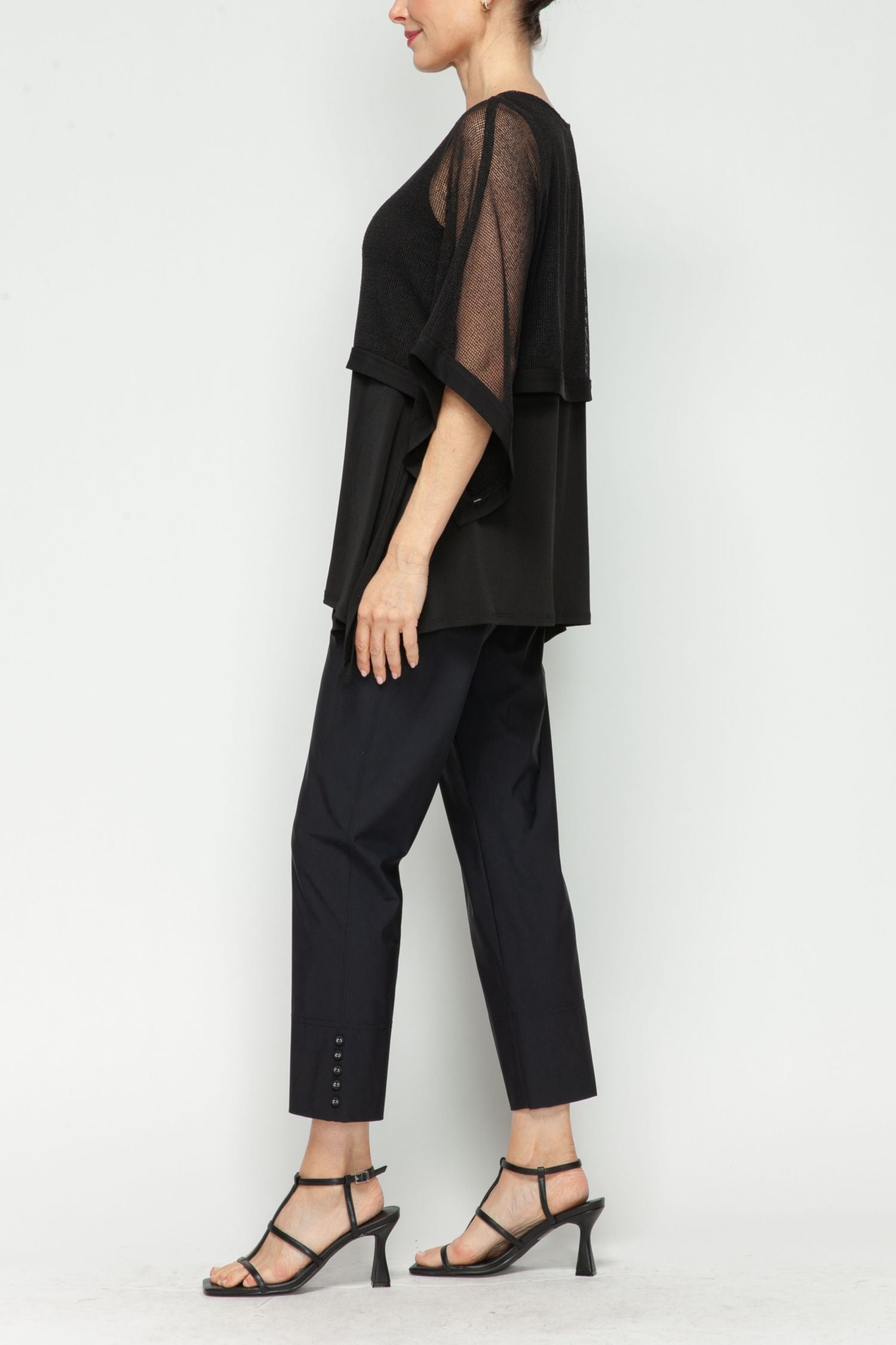 Black Poncho Layer Top