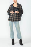 Bronze Wide High Neck Check Jacket