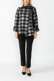 Silver Wide High Neck Check Jacket