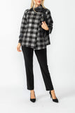 Silver Wide High Neck Check Jacket