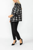 Silver Wide High Neck Check Jacket