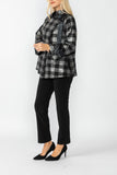 Silver Wide High Neck Check Jacket