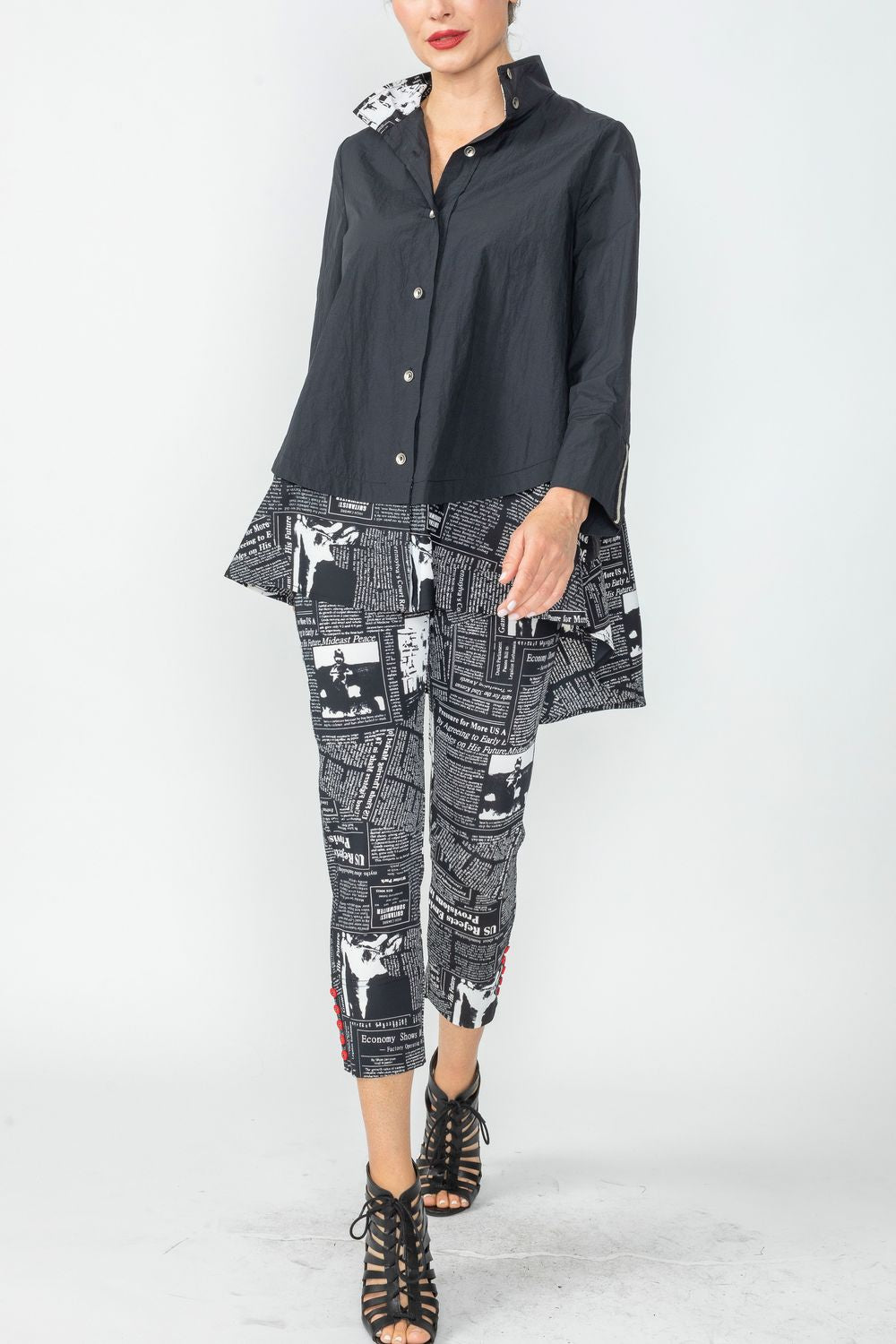 Black Back Low Washed Solid Blouse