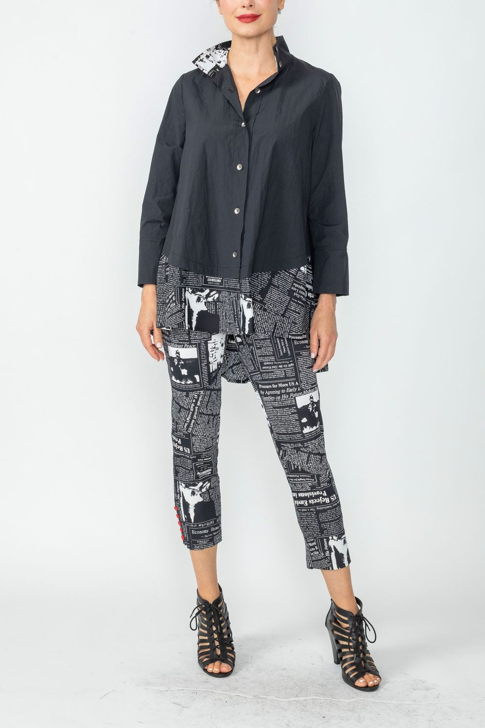 Black Back Low Washed Solid Blouse