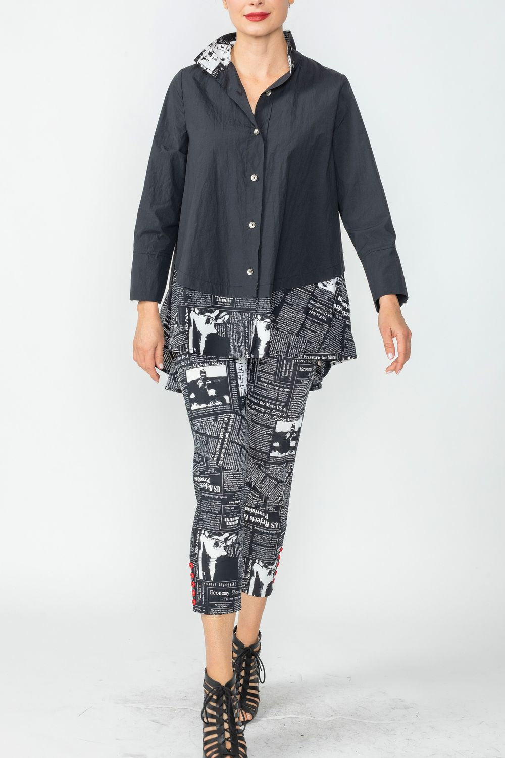 Black Back Low Washed Solid Blouse