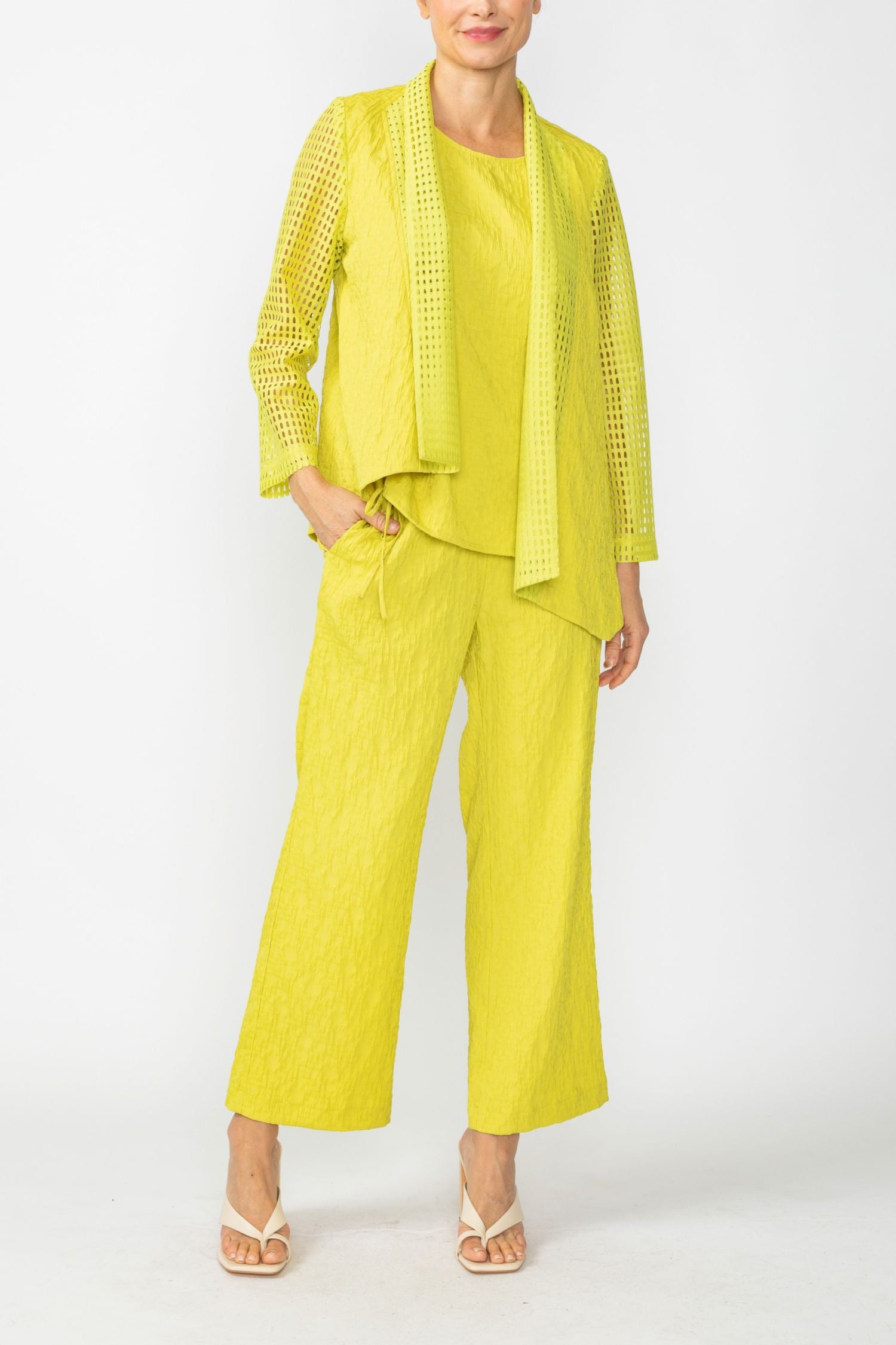 Lime Graceful JQD Square Mesh Asymmetrical Jacket