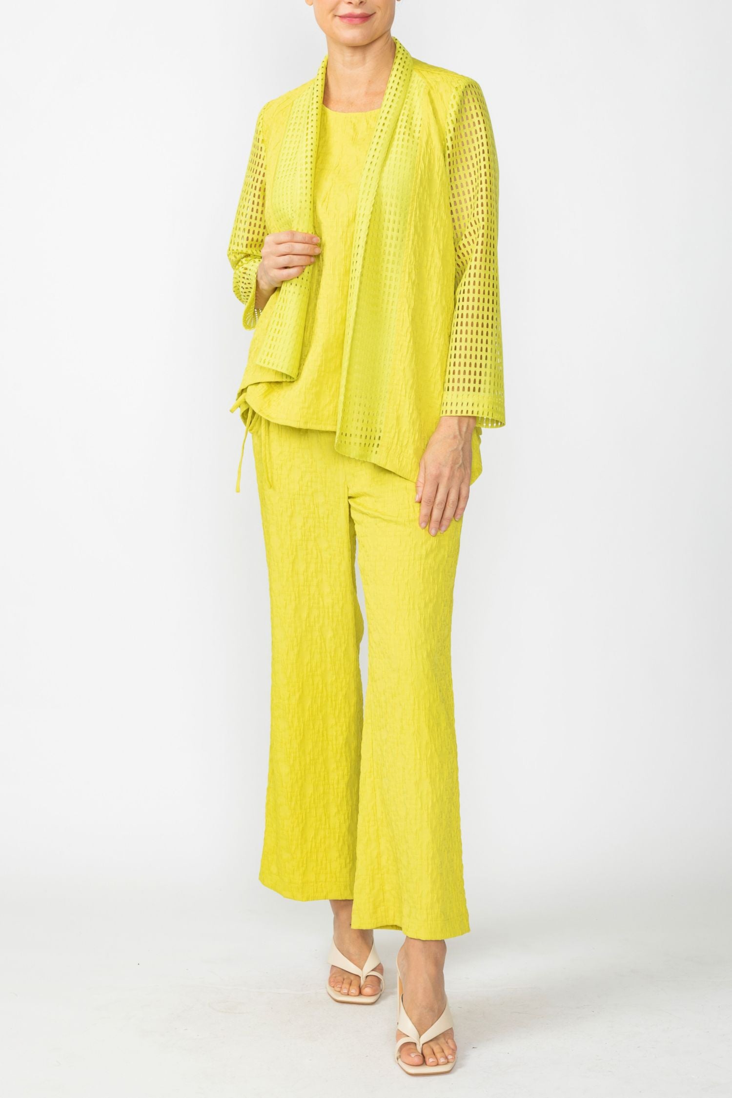 Lime Graceful JQD Square Mesh Asymmetrical Jacket