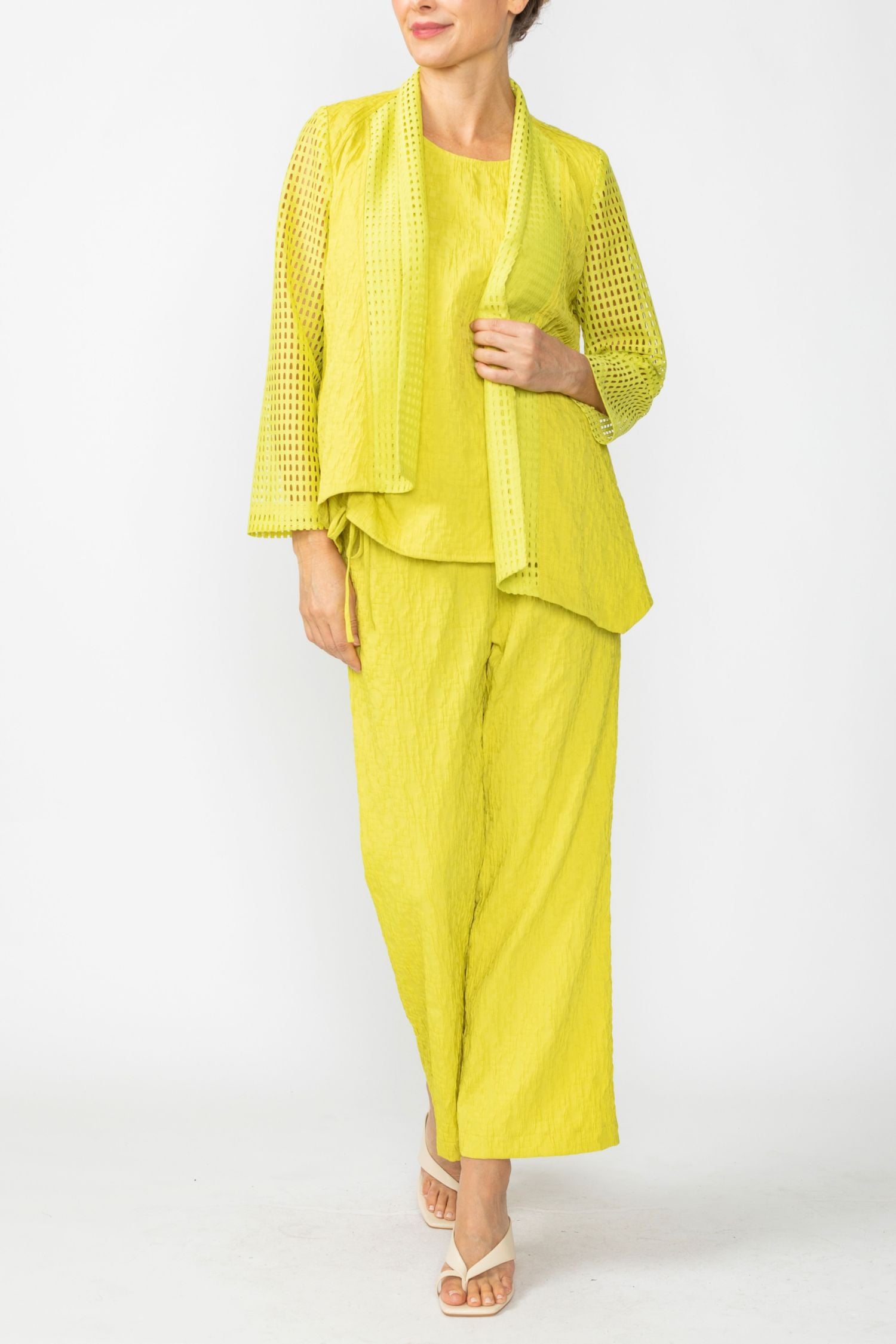 Lime Graceful JQD Square Mesh Asymmetrical Jacket