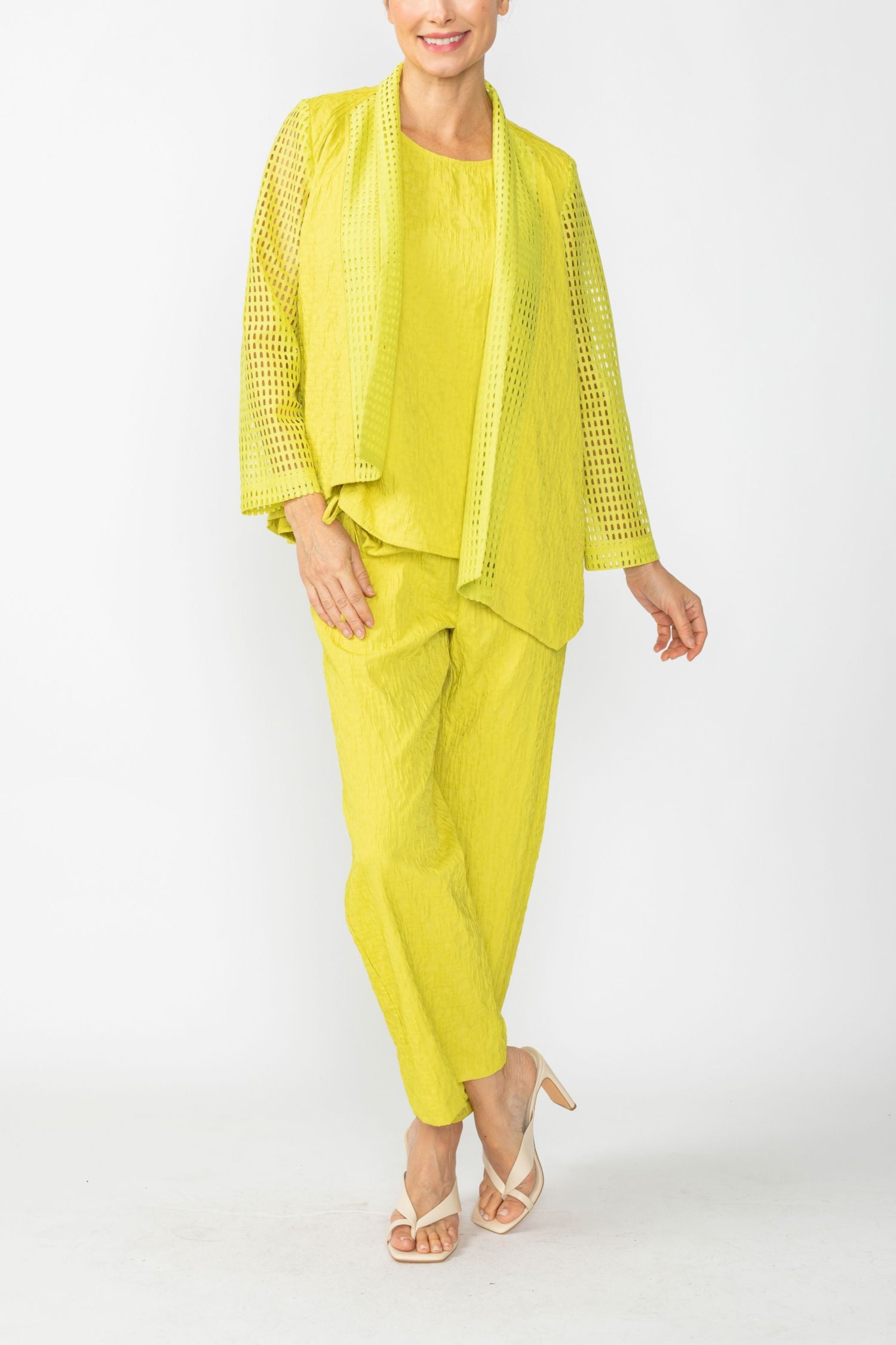 Lime Graceful JQD Square Mesh Asymmetrical Jacket