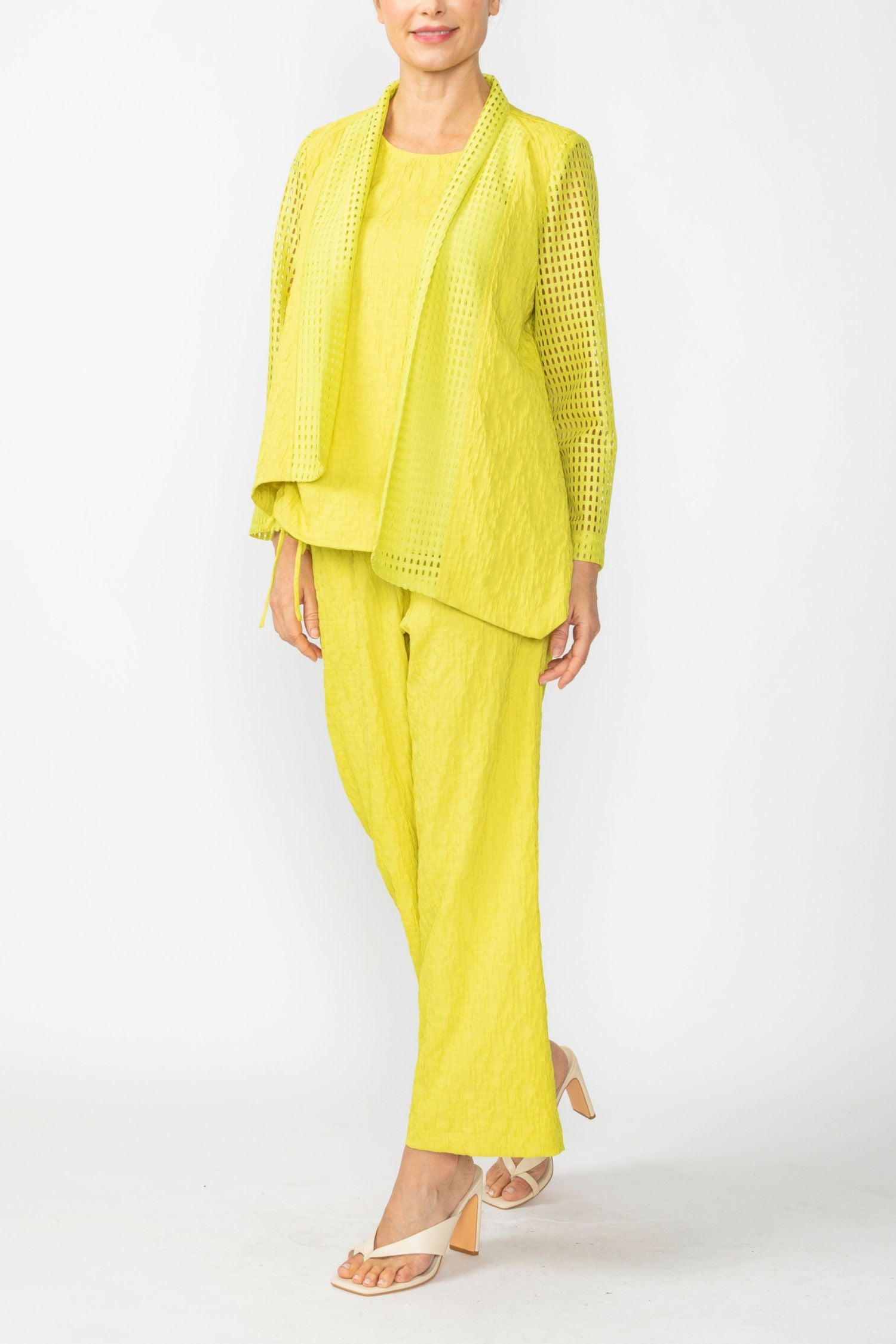 Lime Graceful JQD Square Mesh Asymmetrical Jacket