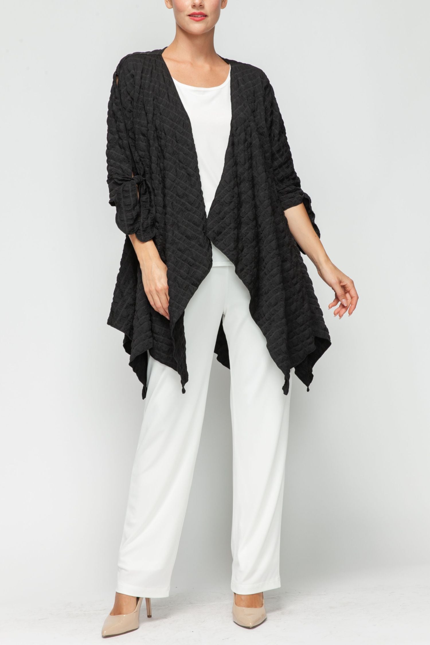 Black Dolman Sleeve Open Jacket