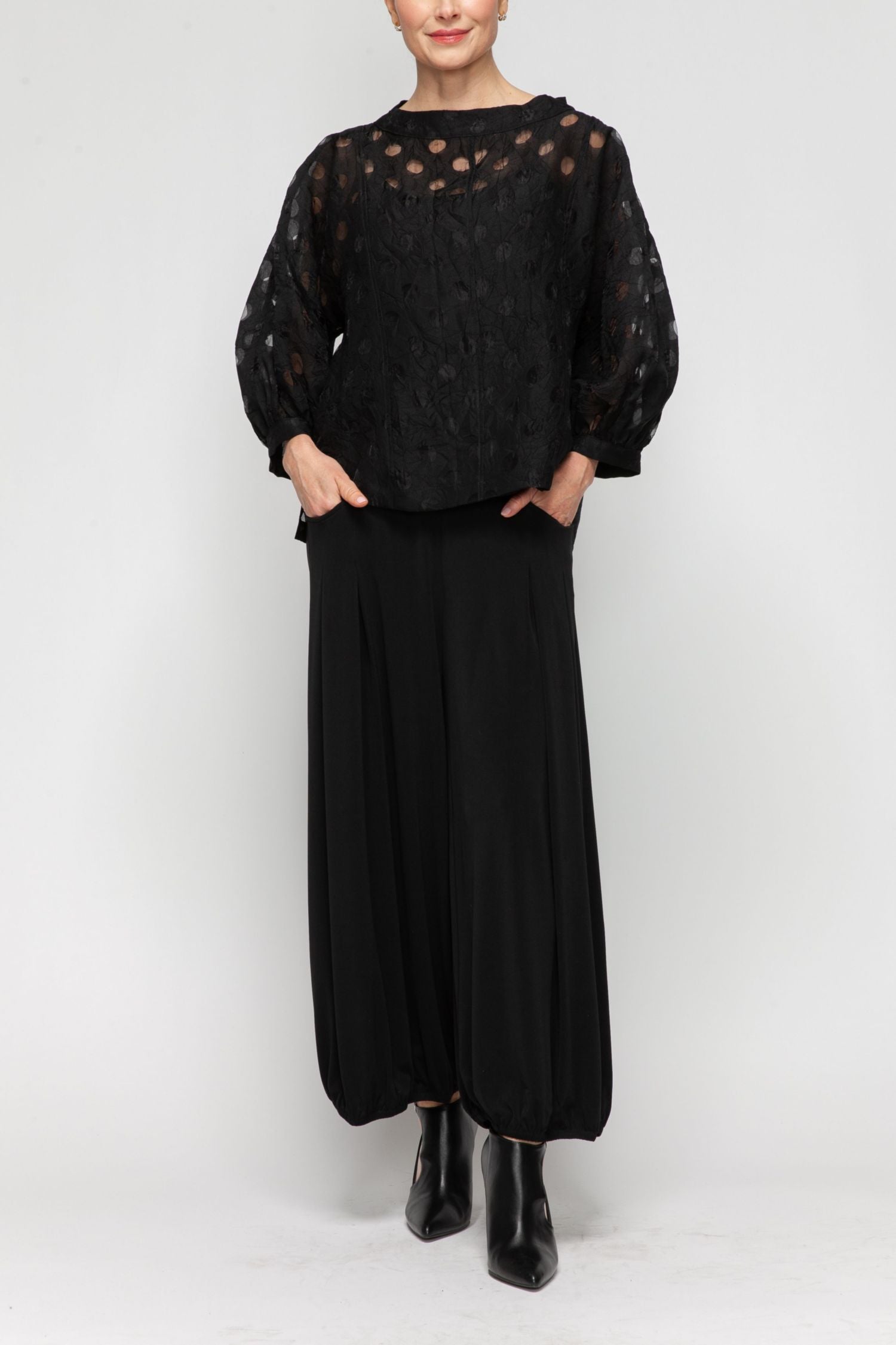 Black Dolman Sleeve Wide Stand Collar