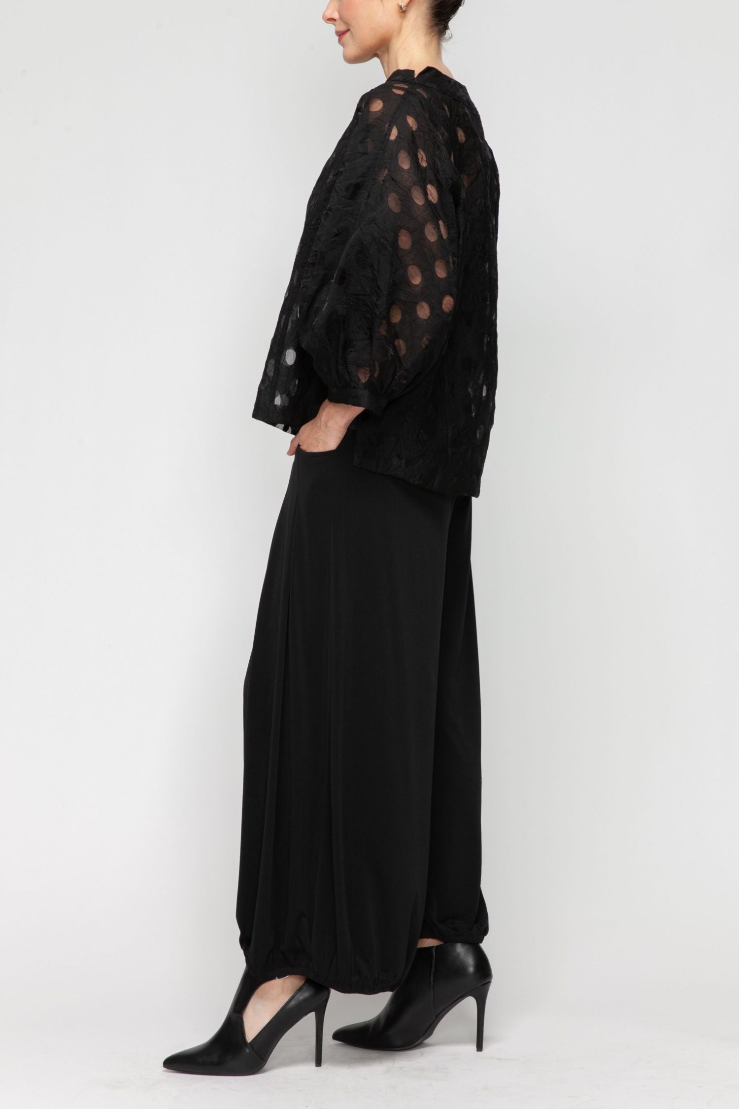 Black Dolman Sleeve Wide Stand Collar